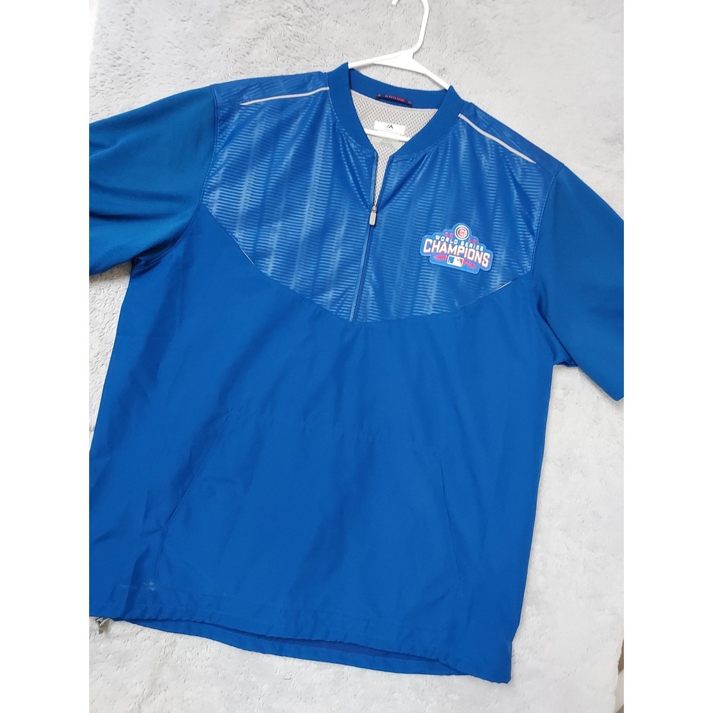 Chicago Cubs Jacket Mens XL Majestic Cool Base 2016 World Series Champions Blue